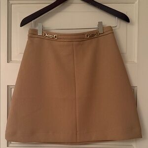 H&M Tan A-Line Skirt with Gold Details